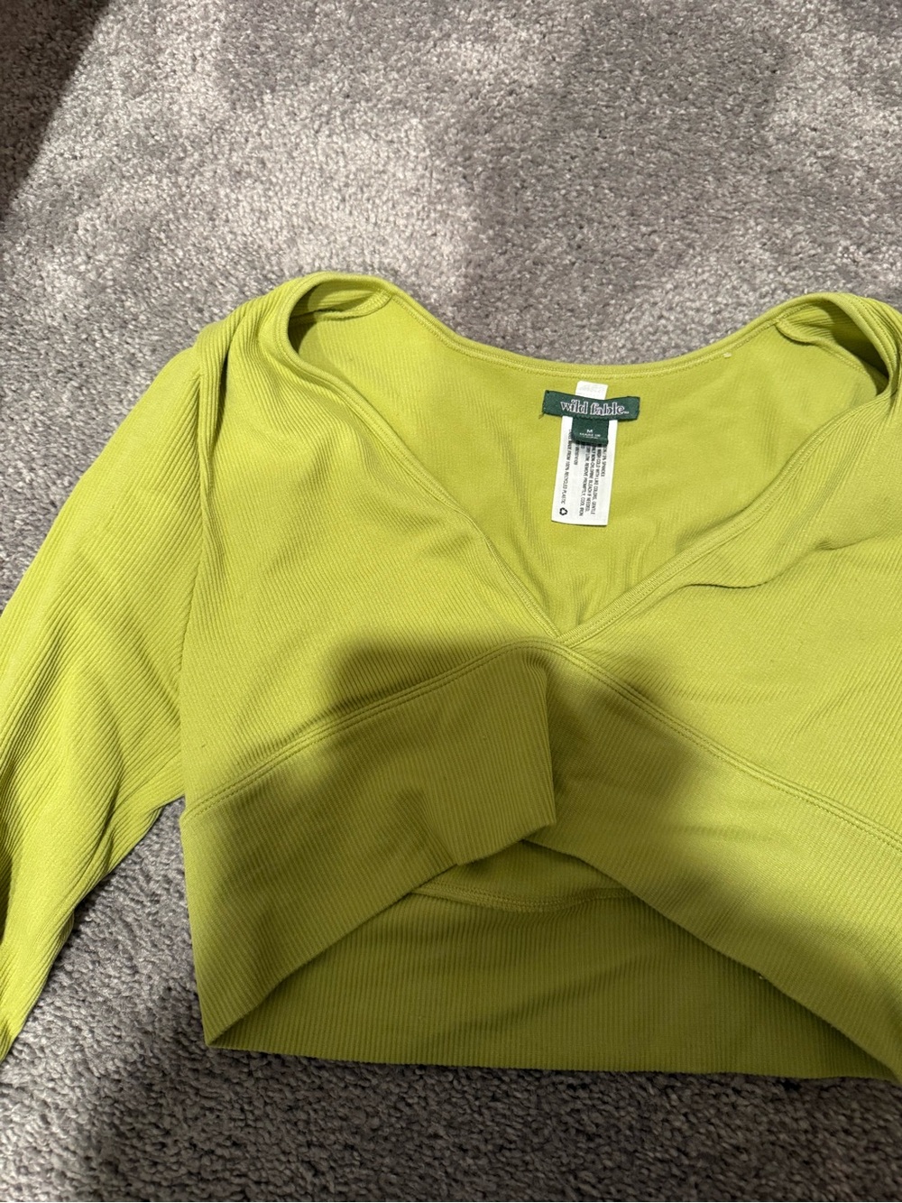 wild fable Bright Lime Twist-Front Ribbed Cropped Top